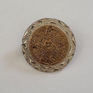 Vintage Sterling Silver Mexican Sundial Brooch/Pendant